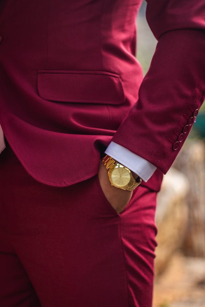 Man Wearing Red Blazer